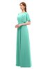 ColsBM Darcy Mint Green Bridesmaid Dresses Pleated Modern Jewel Short Sleeve Lace up Floor Length