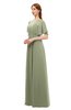 ColsBM Darcy Moss Green Bridesmaid Dresses Pleated Modern Jewel Short Sleeve Lace up Floor Length