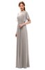 ColsBM Darcy Mushroom Bridesmaid Dresses Pleated Modern Jewel Short Sleeve Lace up Floor Length