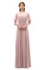 ColsBM Darcy Nectar Pink Bridesmaid Dresses Pleated Modern Jewel Short Sleeve Lace up Floor Length