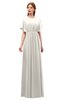 ColsBM Darcy Off White Bridesmaid Dresses Pleated Modern Jewel Short Sleeve Lace up Floor Length