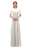 ColsBM Darcy Off White Bridesmaid Dresses Pleated Modern Jewel Short Sleeve Lace up Floor Length