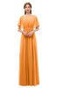 ColsBM Darcy Orange Bridesmaid Dresses Pleated Modern Jewel Short Sleeve Lace up Floor Length