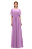 ColsBM Darcy Orchid Bridesmaid Dresses Pleated Modern Jewel Short Sleeve Lace up Floor Length