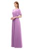 ColsBM Darcy Orchid Bridesmaid Dresses Pleated Modern Jewel Short Sleeve Lace up Floor Length