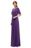 ColsBM Darcy Pansy Bridesmaid Dresses Pleated Modern Jewel Short Sleeve Lace up Floor Length