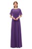 ColsBM Darcy Pansy Bridesmaid Dresses Pleated Modern Jewel Short Sleeve Lace up Floor Length