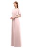 ColsBM Darcy Pastel Pink Bridesmaid Dresses Pleated Modern Jewel Short Sleeve Lace up Floor Length