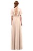 ColsBM Darcy Peach Puree Bridesmaid Dresses Pleated Modern Jewel Short Sleeve Lace up Floor Length