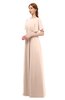 ColsBM Darcy Peach Puree Bridesmaid Dresses Pleated Modern Jewel Short Sleeve Lace up Floor Length