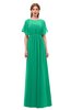 ColsBM Darcy Pepper Green Bridesmaid Dresses Pleated Modern Jewel Short Sleeve Lace up Floor Length