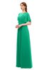 ColsBM Darcy Pepper Green Bridesmaid Dresses Pleated Modern Jewel Short Sleeve Lace up Floor Length