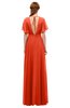 ColsBM Darcy Persimmon Bridesmaid Dresses Pleated Modern Jewel Short Sleeve Lace up Floor Length