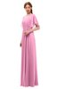 ColsBM Darcy Pink Bridesmaid Dresses Pleated Modern Jewel Short Sleeve Lace up Floor Length