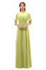 ColsBM Darcy Pistachio Bridesmaid Dresses Pleated Modern Jewel Short Sleeve Lace up Floor Length