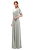 ColsBM Darcy Platinum Bridesmaid Dresses Pleated Modern Jewel Short Sleeve Lace up Floor Length