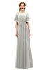 ColsBM Darcy Platinum Bridesmaid Dresses Pleated Modern Jewel Short Sleeve Lace up Floor Length