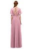 ColsBM Darcy Rosebloom Bridesmaid Dresses Pleated Modern Jewel Short Sleeve Lace up Floor Length
