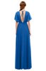 ColsBM Darcy Royal Blue Bridesmaid Dresses Pleated Modern Jewel Short Sleeve Lace up Floor Length