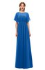 ColsBM Darcy Royal Blue Bridesmaid Dresses Pleated Modern Jewel Short Sleeve Lace up Floor Length