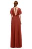 ColsBM Darcy Rust Bridesmaid Dresses Pleated Modern Jewel Short Sleeve Lace up Floor Length