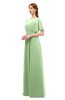 ColsBM Darcy Sage Green Bridesmaid Dresses Pleated Modern Jewel Short Sleeve Lace up Floor Length