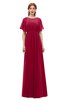 ColsBM Darcy Scooter Bridesmaid Dresses Pleated Modern Jewel Short Sleeve Lace up Floor Length