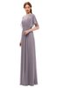 ColsBM Darcy Sea Fog Bridesmaid Dresses Pleated Modern Jewel Short Sleeve Lace up Floor Length