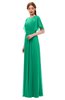 ColsBM Darcy Sea Green Bridesmaid Dresses Pleated Modern Jewel Short Sleeve Lace up Floor Length