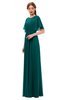 ColsBM Darcy Shaded Spruce Bridesmaid Dresses Pleated Modern Jewel Short Sleeve Lace up Floor Length