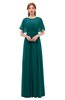 ColsBM Darcy Shaded Spruce Bridesmaid Dresses Pleated Modern Jewel Short Sleeve Lace up Floor Length