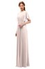 ColsBM Darcy Silver Peony Bridesmaid Dresses Pleated Modern Jewel Short Sleeve Lace up Floor Length