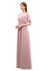 ColsBM Darcy Silver Pink Bridesmaid Dresses Pleated Modern Jewel Short Sleeve Lace up Floor Length