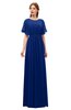 ColsBM Darcy Sodalite Blue Bridesmaid Dresses Pleated Modern Jewel Short Sleeve Lace up Floor Length