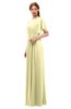 ColsBM Darcy Soft Yellow Bridesmaid Dresses Pleated Modern Jewel Short Sleeve Lace up Floor Length