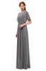 ColsBM Darcy Storm Front Bridesmaid Dresses Pleated Modern Jewel Short Sleeve Lace up Floor Length