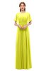 ColsBM Darcy Sulphur Spring Bridesmaid Dresses Pleated Modern Jewel Short Sleeve Lace up Floor Length