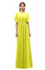ColsBM Darcy Sulphur Spring Bridesmaid Dresses Pleated Modern Jewel Short Sleeve Lace up Floor Length