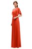 ColsBM Darcy Tangerine Tango Bridesmaid Dresses Pleated Modern Jewel Short Sleeve Lace up Floor Length