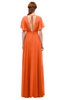 ColsBM Darcy Tangerine Bridesmaid Dresses Pleated Modern Jewel Short Sleeve Lace up Floor Length