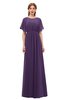 ColsBM Darcy Violet Bridesmaid Dresses Pleated Modern Jewel Short Sleeve Lace up Floor Length