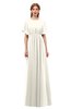 ColsBM Darcy Whisper White Bridesmaid Dresses Pleated Modern Jewel Short Sleeve Lace up Floor Length