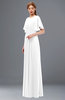 ColsBM Darcy White Bridesmaid Dresses Pleated Modern Jewel Short Sleeve Lace up Floor Length