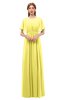 ColsBM Darcy Yellow Iris Bridesmaid Dresses Pleated Modern Jewel Short Sleeve Lace up Floor Length