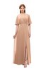 ColsBM Dusty Almost Apricot Bridesmaid Dresses Pleated Glamorous Zip up Short Sleeve Floor Length A-line
