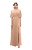 ColsBM Dusty Almost Apricot Bridesmaid Dresses Pleated Glamorous Zip up Short Sleeve Floor Length A-line