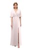 ColsBM Dusty Angel Wing Bridesmaid Dresses Pleated Glamorous Zip up Short Sleeve Floor Length A-line