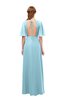 ColsBM Dusty Aqua Bridesmaid Dresses Pleated Glamorous Zip up Short Sleeve Floor Length A-line