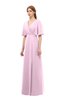 ColsBM Dusty Baby Pink Bridesmaid Dresses Pleated Glamorous Zip up Short Sleeve Floor Length A-line