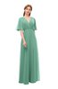 ColsBM Dusty Beryl Green Bridesmaid Dresses Pleated Glamorous Zip up Short Sleeve Floor Length A-line